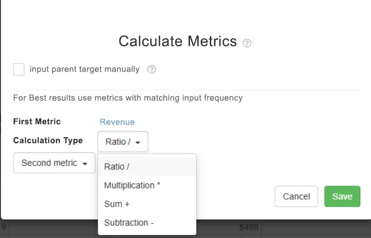 Metric Calculations Now Include Ratio, Multiplication, Subtraction, and Addition